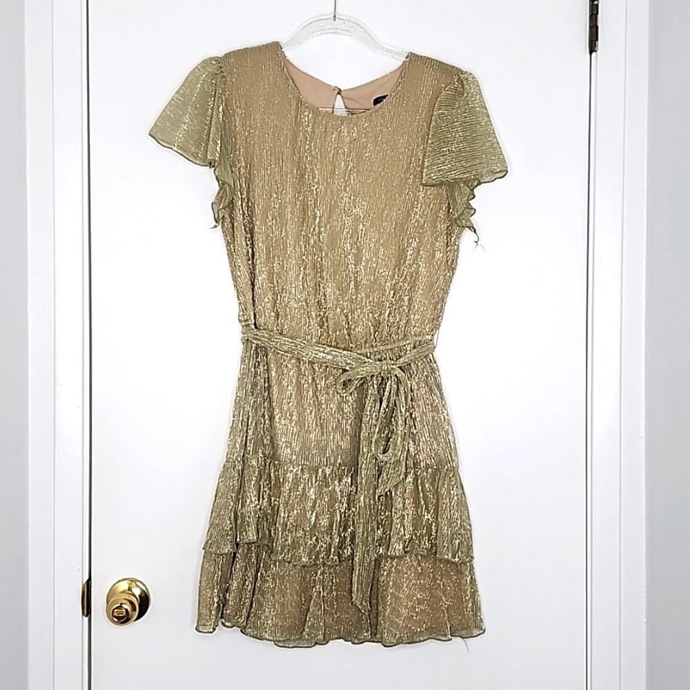 Gold ruffle dress